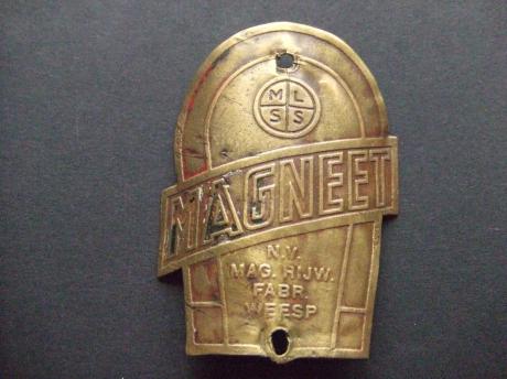 Magneet Rijwielfabriek Weesp koperkleurig balhoofdplaatje